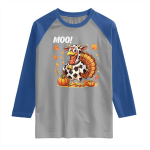 Funny Thanksgiving Raglan Shirt Turkey Moo TS14 Sport Gray Royal Print Your Wear