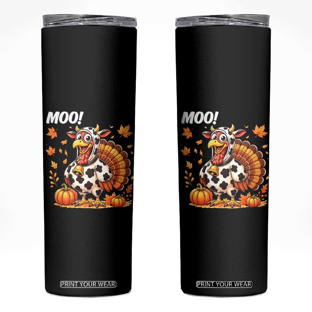 Funny Thanksgiving Skinny Tumbler Turkey Moo TS14 Black Print Your Wear