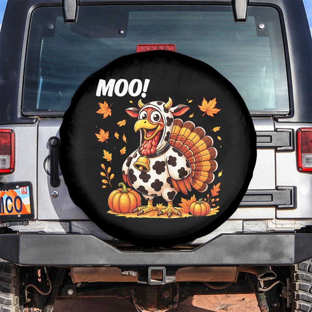Funny Thanksgiving Spare Tire Cover Turkey Moo TS14 No hole Black Print Your Wear