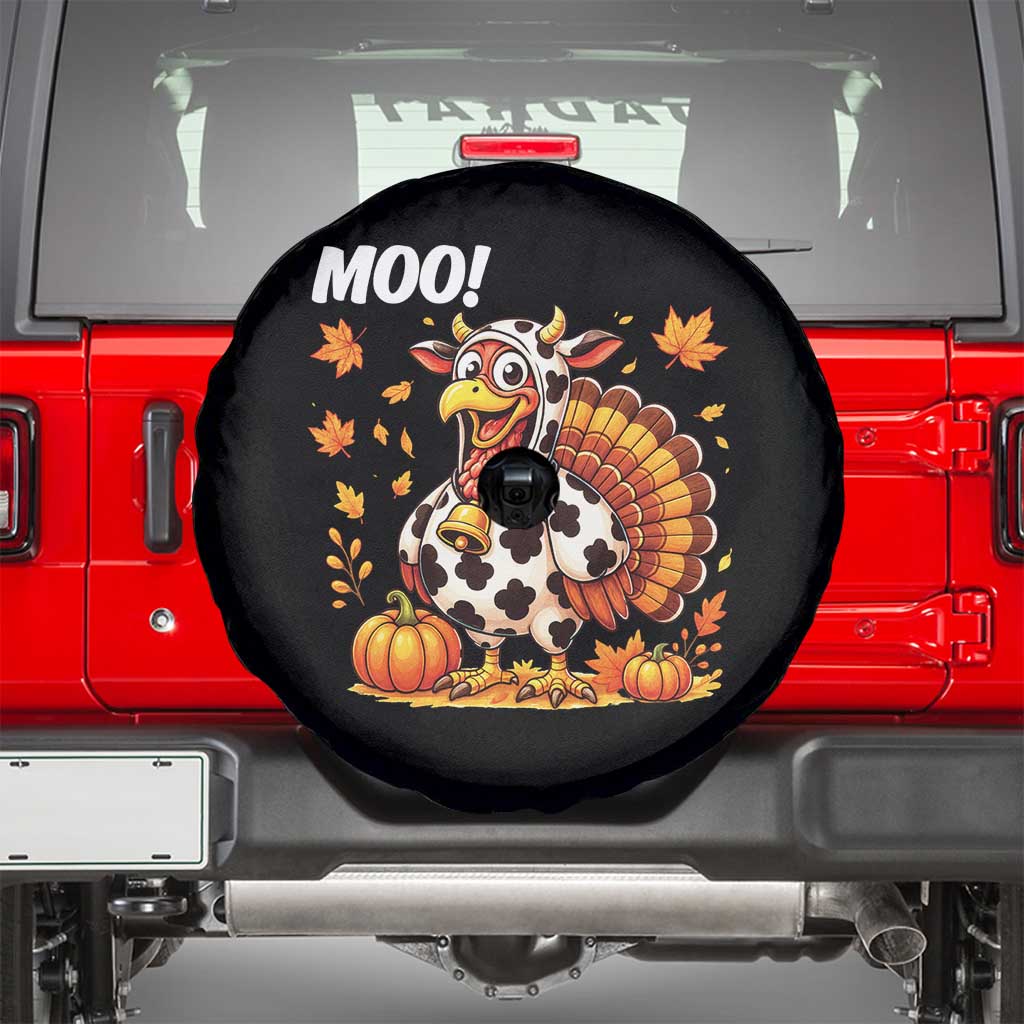 Funny Thanksgiving Spare Tire Cover Turkey Moo TS14 Black Print Your Wear