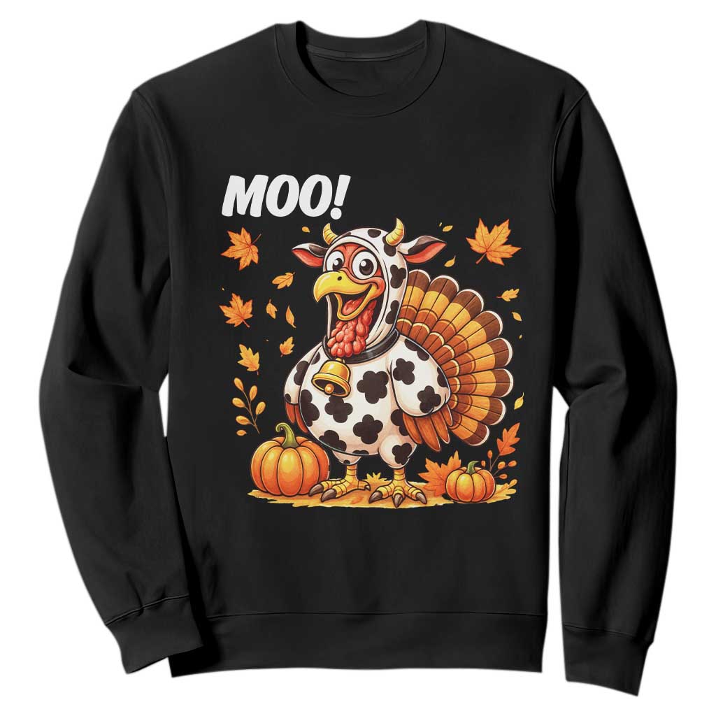 Funny Thanksgiving Sweatshirt Turkey Moo TS14 Black Print Your Wear