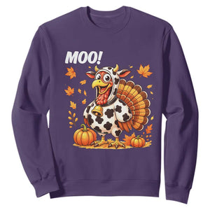 Funny Thanksgiving Sweatshirt Turkey Moo TS14 Purple Print Your Wear