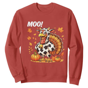 Funny Thanksgiving Sweatshirt Turkey Moo TS14 Red Print Your Wear