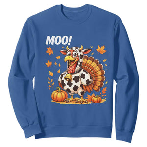 Funny Thanksgiving Sweatshirt Turkey Moo TS14 Royal Blue Print Your Wear