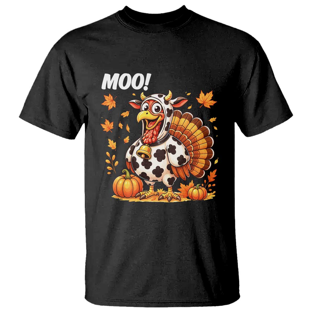 Funny Thanksgiving T Shirt Turkey Moo TS14 Black Print Your Wear