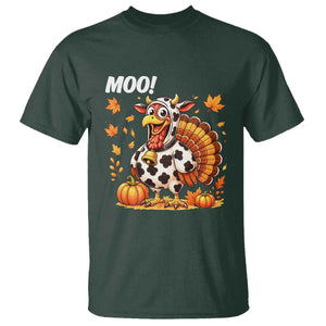 Funny Thanksgiving T Shirt Turkey Moo TS14 Dark Forest Green Print Your Wear