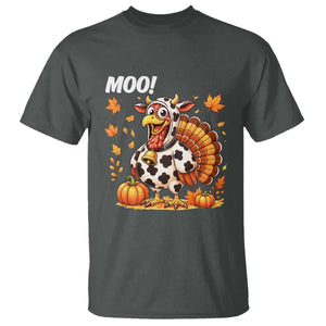 Funny Thanksgiving T Shirt Turkey Moo TS14 Dark Heather Print Your Wear