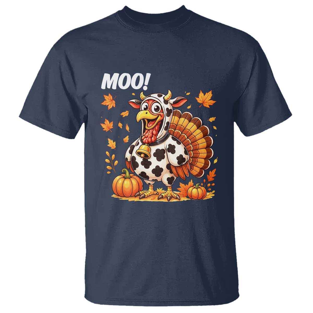 Funny Thanksgiving T Shirt Turkey Moo TS14 Navy Print Your Wear