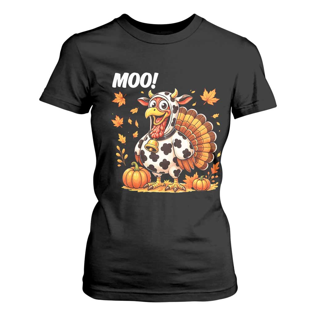 Funny Thanksgiving T Shirt For Women Turkey Moo TS14 Black Print Your Wear