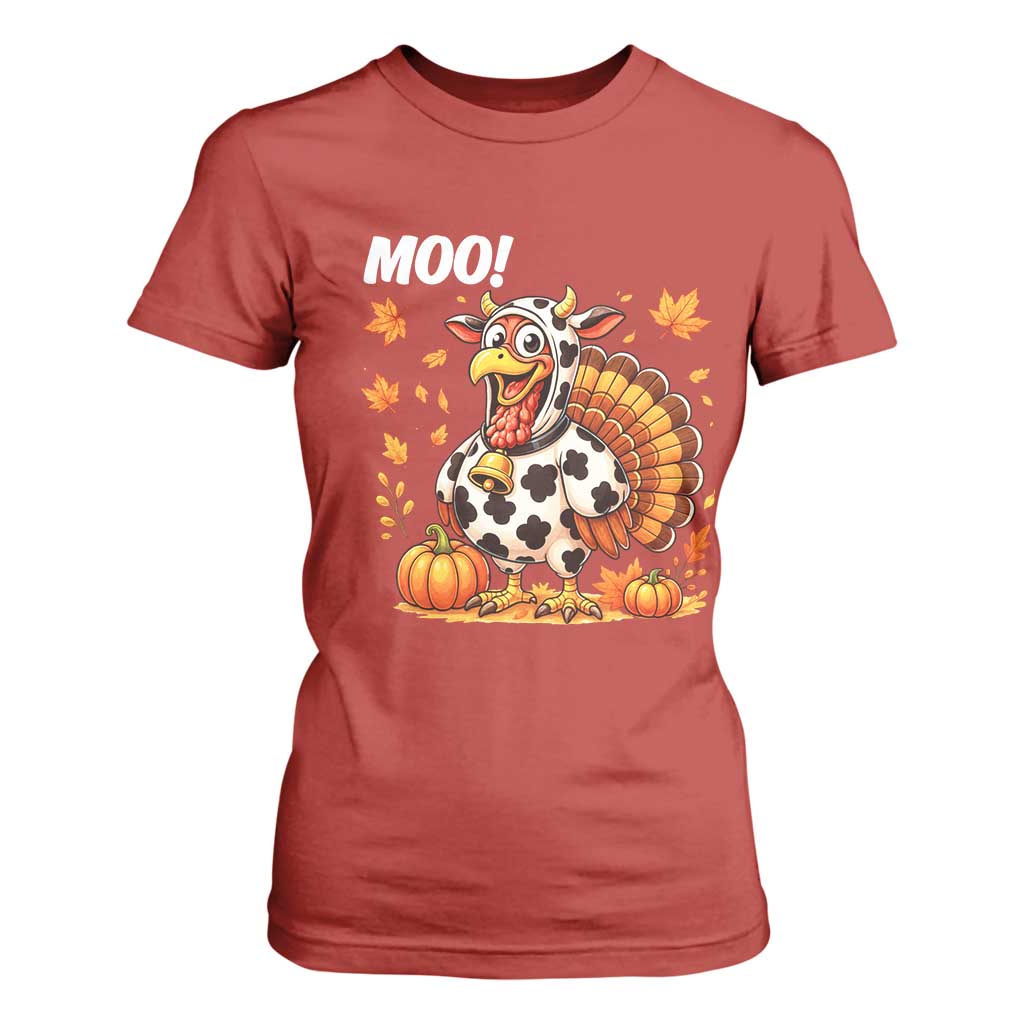 Funny Thanksgiving T Shirt For Women Turkey Moo TS14 Red Print Your Wear