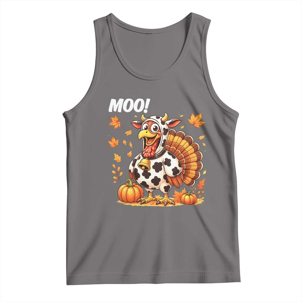 Funny Thanksgiving Tank Top Turkey Moo TS14 Deep Heather Print Your Wear