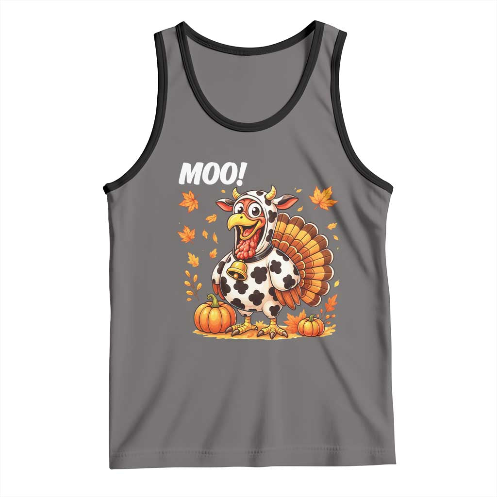 Funny Thanksgiving Tank Top Turkey Moo TS14 Deep Heather Black Print Your Wear