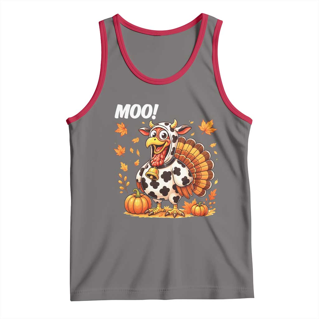 Funny Thanksgiving Tank Top Turkey Moo TS14 Deep Heather Red Print Your Wear