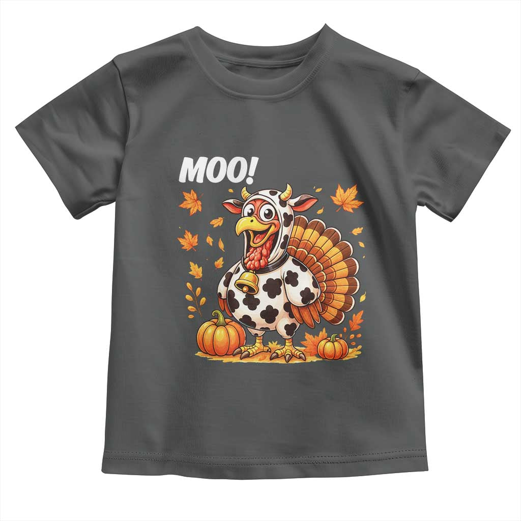 Funny Thanksgiving Toddler T Shirt Turkey Moo TS14 Dark Heather Print Your Wear