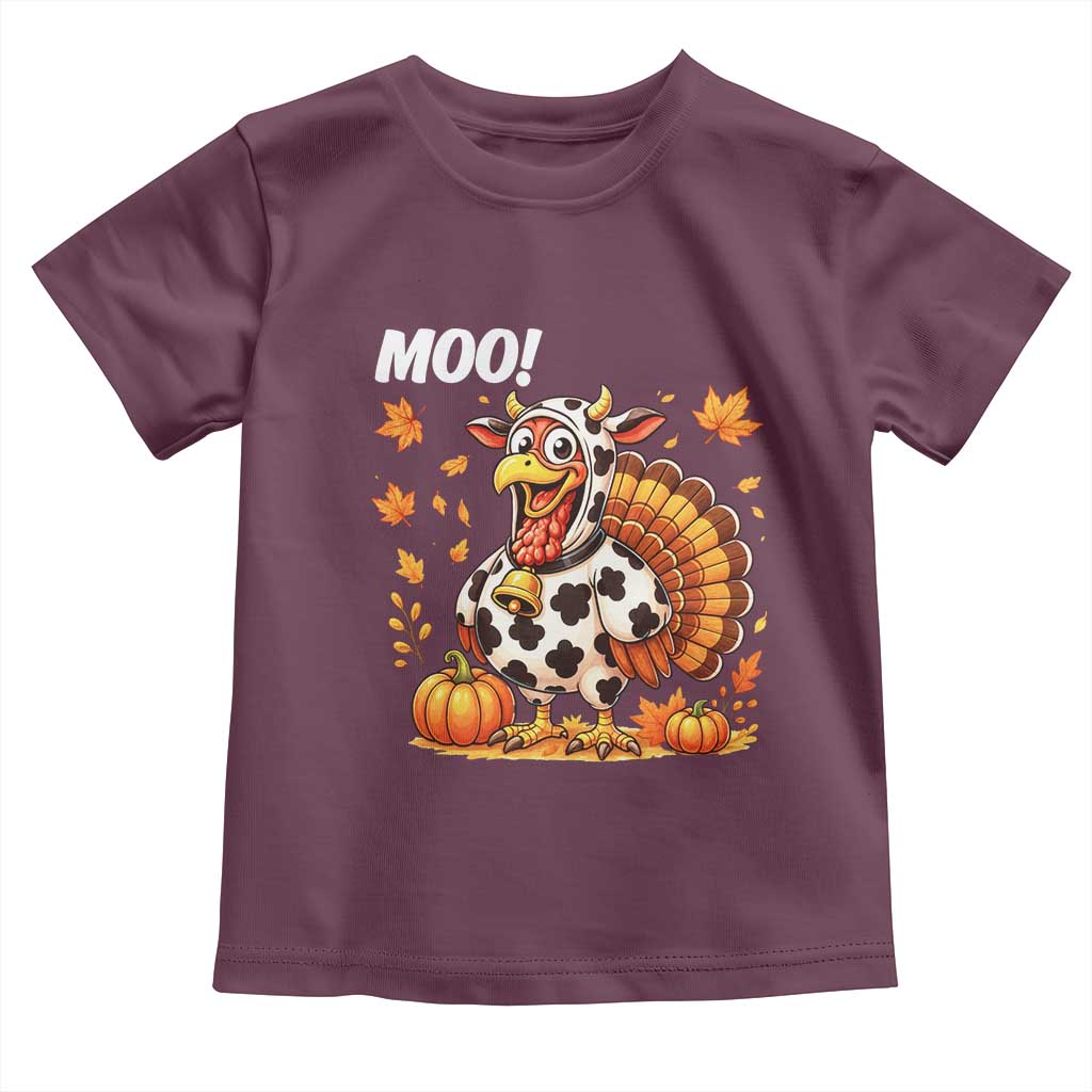 Funny Thanksgiving Toddler T Shirt Turkey Moo TS14 Maroon Print Your Wear