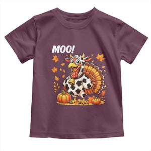 Funny Thanksgiving Toddler T Shirt Turkey Moo TS14 Maroon Print Your Wear