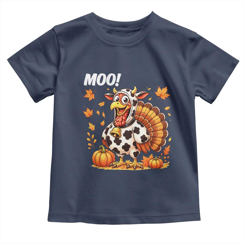 Funny Thanksgiving Toddler T Shirt Turkey Moo TS14 Navy Print Your Wear