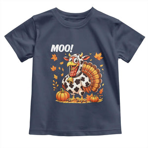 Funny Thanksgiving Toddler T Shirt Turkey Moo TS14 Navy Print Your Wear
