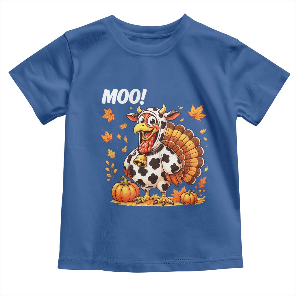 Funny Thanksgiving Toddler T Shirt Turkey Moo TS14 Royal Blue Print Your Wear