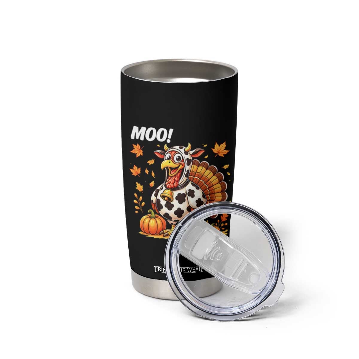 Funny Thanksgiving Tumbler Cup Turkey Moo TS14 Print Your Wear