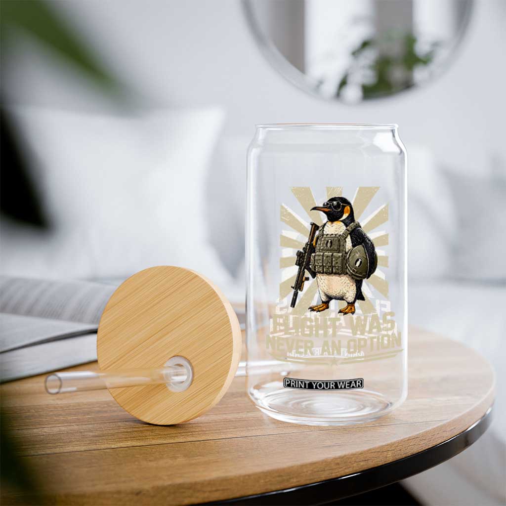 Flight was Never an Option Tactical Penguin Glass Can Funny Bird Meme TS14 Print Your Wear