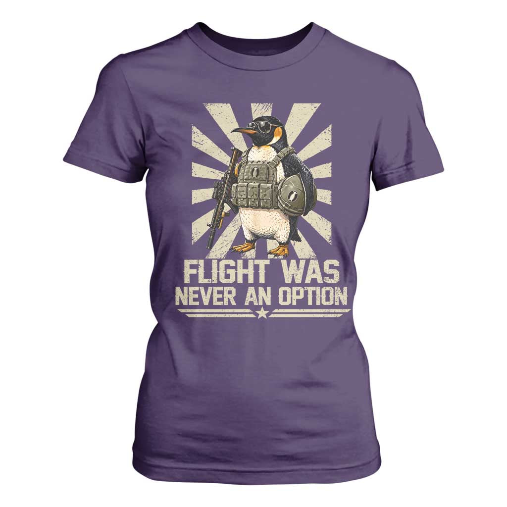 Flight was Never an Option Tactical Penguin T Shirt For Women Funny Bird Meme TS14 Purple Print Your Wear