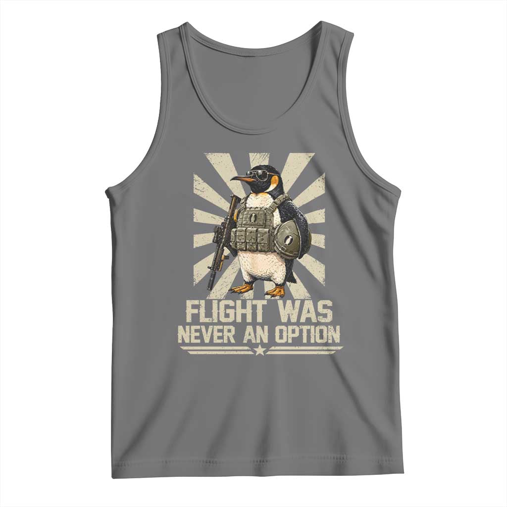 Flight was Never an Option Tactical Penguin Tank Top Funny Bird Meme TS14 Black Heather Print Your Wear
