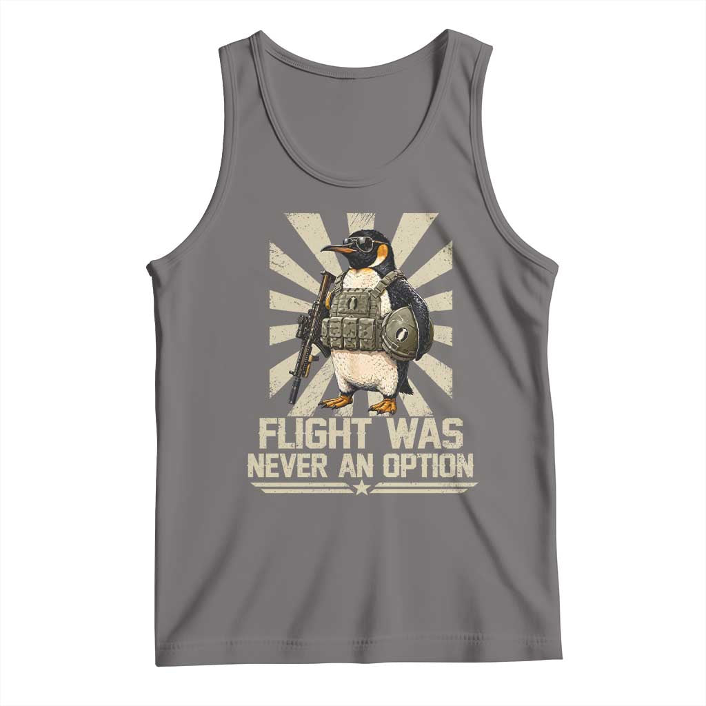 Flight was Never an Option Tactical Penguin Tank Top Funny Bird Meme TS14 Deep Heather Print Your Wear