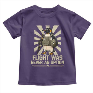Flight was Never an Option Tactical Penguin Toddler T Shirt Funny Bird Meme TS14 Purple Print Your Wear