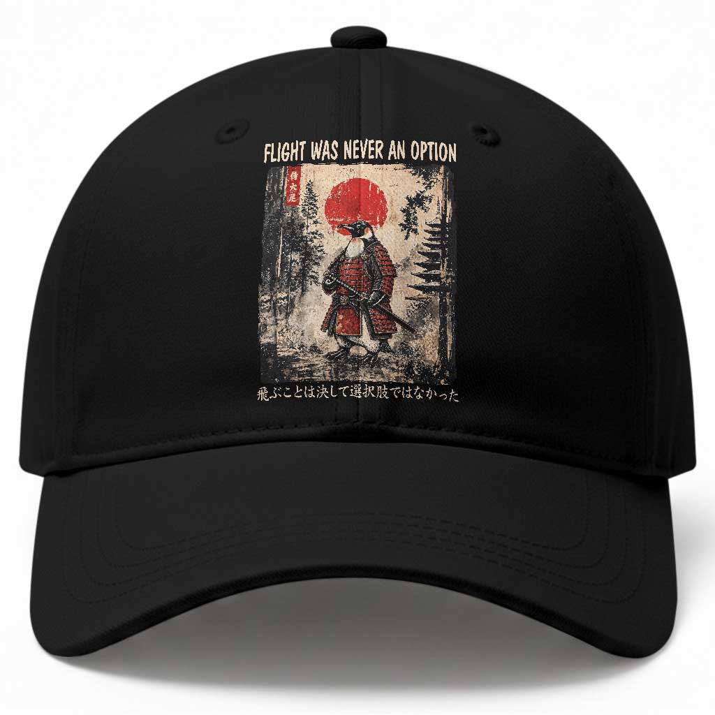 Flight was Never an Option Samurai Penguin Japanese Baseball Cap Vintage Graphic Ukiyo-e Art Funny TS14 Print Your Wear