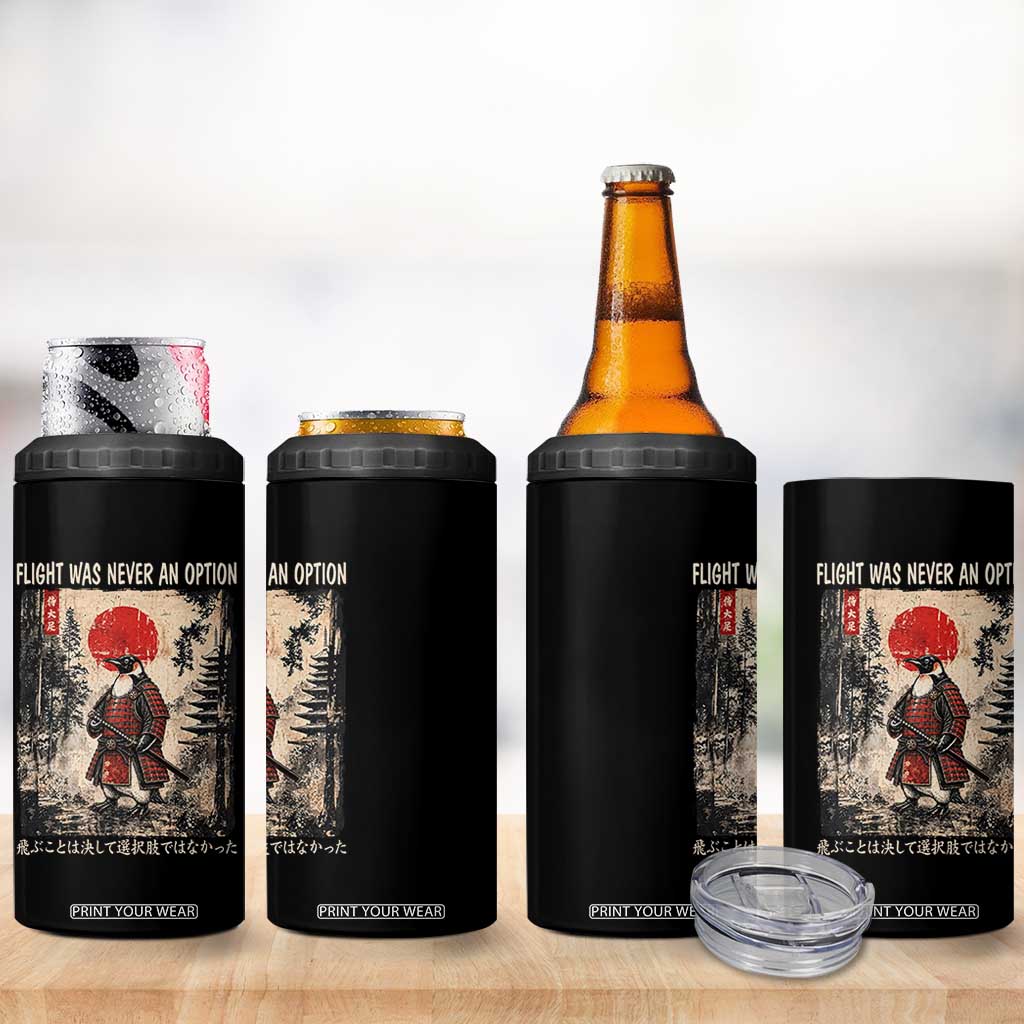 Flight was Never an Option Samurai Penguin Japanese 4 in 1 Can Cooler Tumbler Vintage Graphic Ukiyo-e Art Funny TS14 Print Your Wear