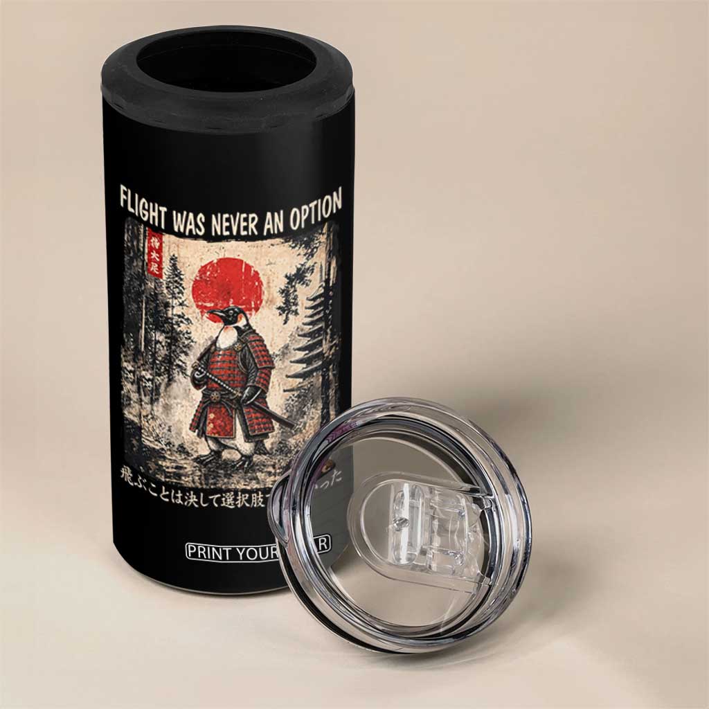 Flight was Never an Option Samurai Penguin Japanese 4 in 1 Can Cooler Tumbler Vintage Graphic Ukiyo-e Art Funny TS14 Print Your Wear