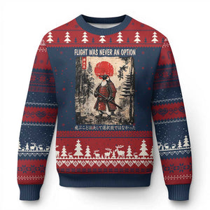 Flight was Never an Option Samurai Penguin Japanese Ugly Christmas Sweater Vintage Graphic Ukiyo-e Art Funny TS14 Navy Red Print Your Wear