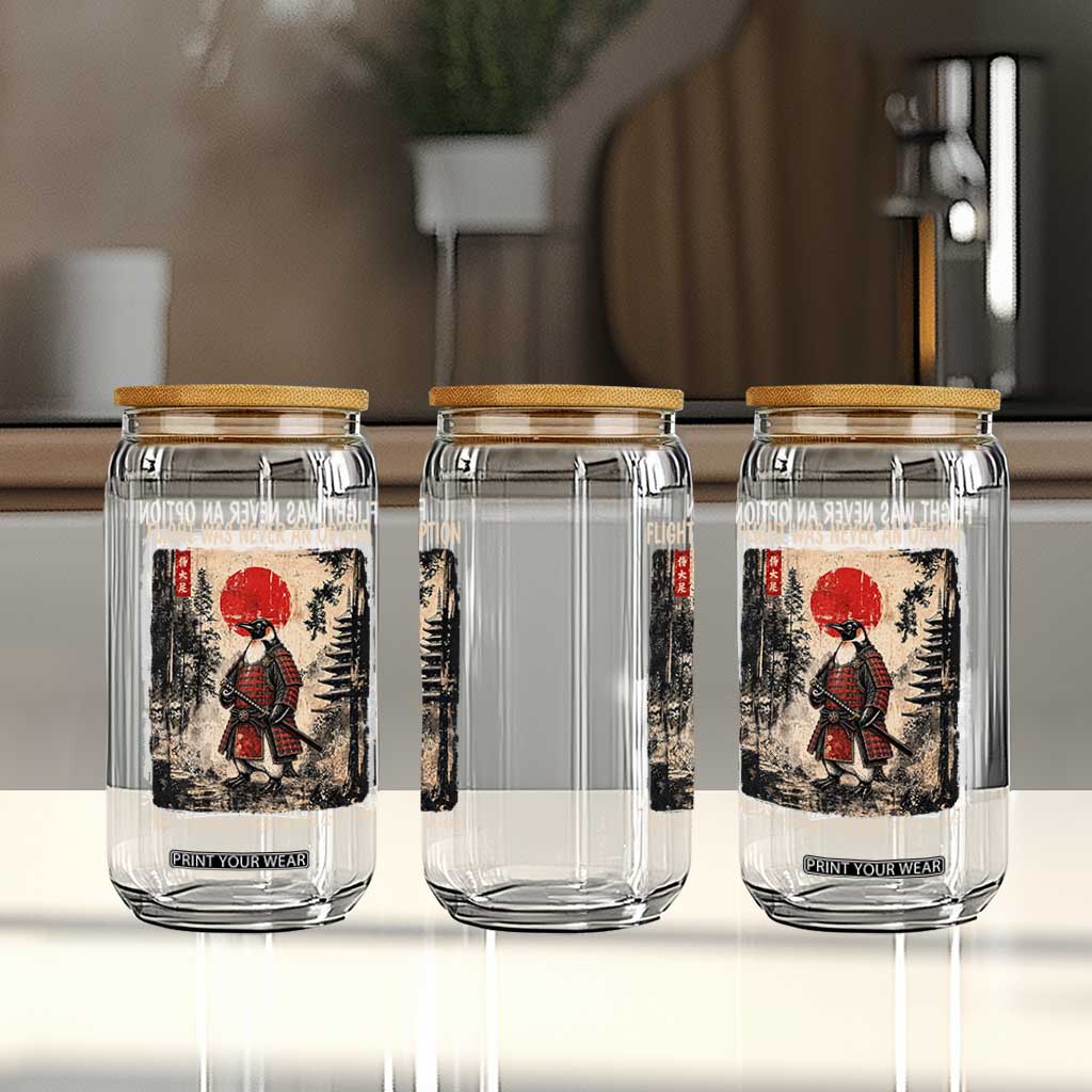 Flight was Never an Option Samurai Penguin Japanese Glass Can Vintage Graphic Ukiyo-e Art Funny TS14 Print Your Wear