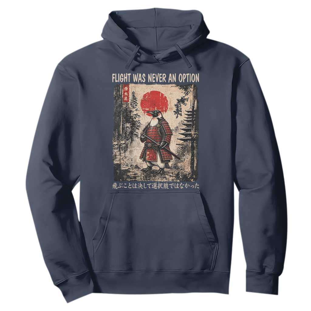 Flight was Never an Option Samurai Penguin Japanese Hoodie Vintage Graphic Ukiyo-e Art Funny TS14 Navy Print Your Wear