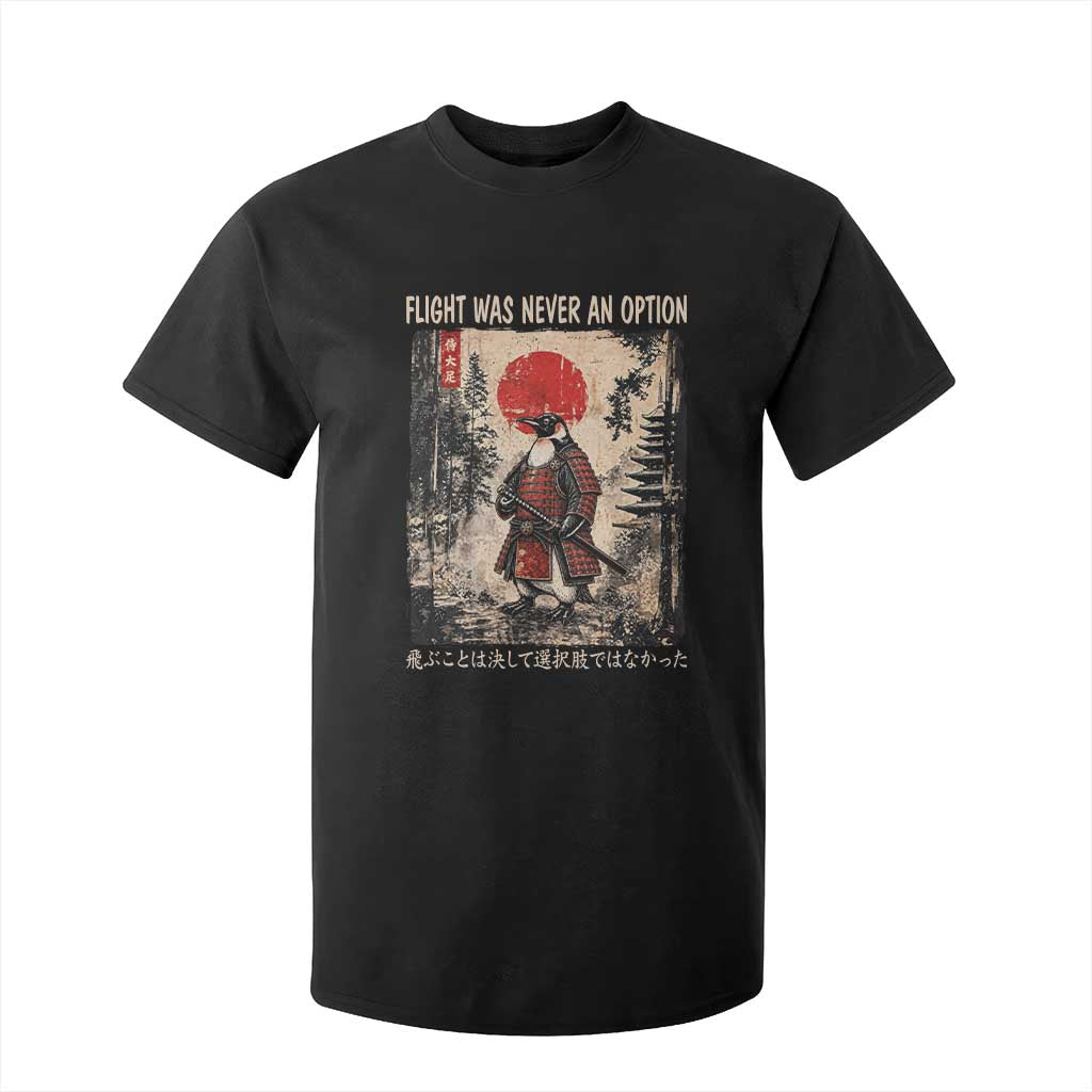 Flight was Never an Option Samurai Penguin Japanese T Shirt For Kid Vintage Graphic Ukiyo-e Art Funny TS14 Black Print Your Wear