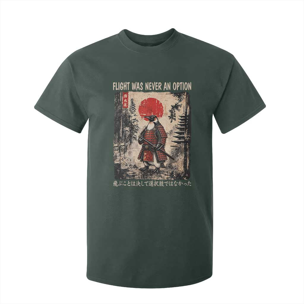 Flight was Never an Option Samurai Penguin Japanese T Shirt For Kid Vintage Graphic Ukiyo-e Art Funny TS14 Dark Forest Green Print Your Wear