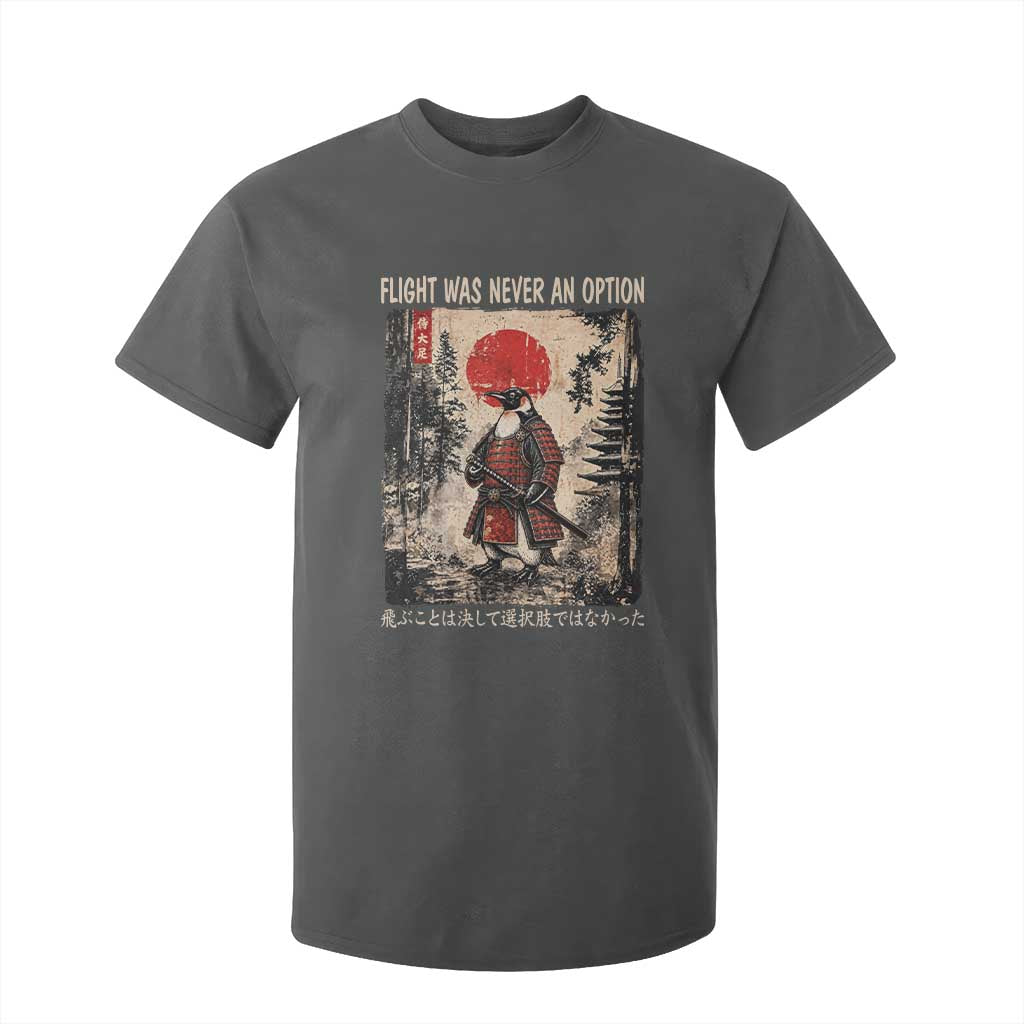 Flight was Never an Option Samurai Penguin Japanese T Shirt For Kid Vintage Graphic Ukiyo-e Art Funny TS14 Dark Heather Print Your Wear