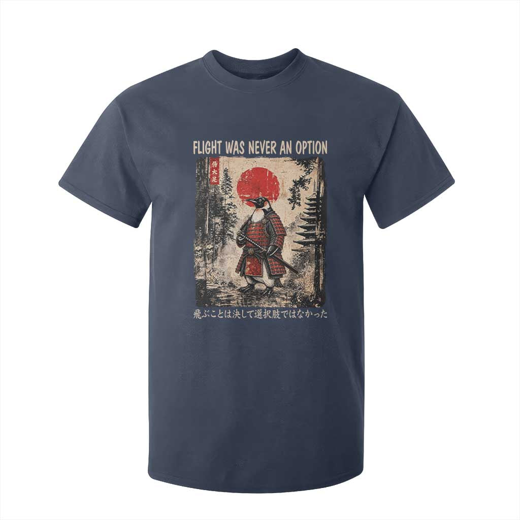 Flight was Never an Option Samurai Penguin Japanese T Shirt For Kid Vintage Graphic Ukiyo-e Art Funny TS14 Navy Print Your Wear
