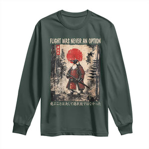 Flight was Never an Option Samurai Penguin Japanese Long Sleeve Shirt Vintage Graphic Ukiyo-e Art Funny TS14 Dark Forest Green Print Your Wear