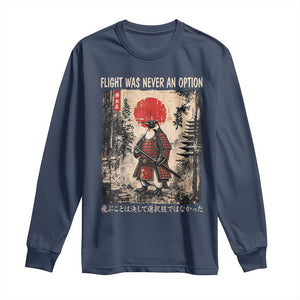 Flight was Never an Option Samurai Penguin Japanese Long Sleeve Shirt Vintage Graphic Ukiyo-e Art Funny TS14 Navy Print Your Wear