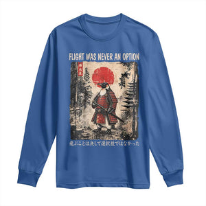 Flight was Never an Option Samurai Penguin Japanese Long Sleeve Shirt Vintage Graphic Ukiyo-e Art Funny TS14 Royal Blue Print Your Wear