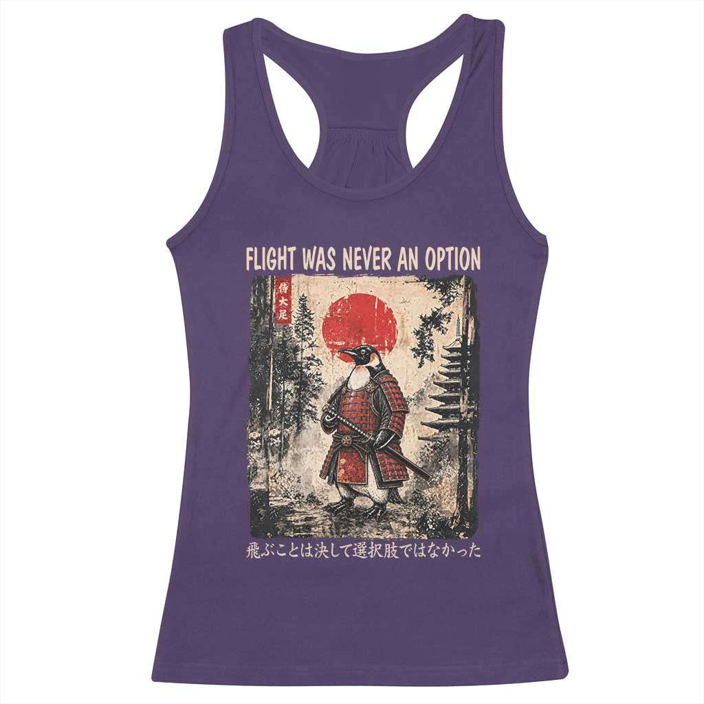 Flight was Never an Option Samurai Penguin Japanese Racerback Tank Top Vintage Graphic Ukiyo-e Art Funny TS14 Purple Print Your Wear