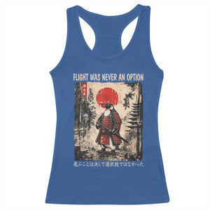 Flight was Never an Option Samurai Penguin Japanese Racerback Tank Top Vintage Graphic Ukiyo-e Art Funny TS14 Royal Blue Print Your Wear