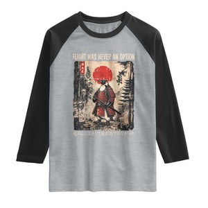 Flight was Never an Option Samurai Penguin Japanese Raglan Shirt Vintage Graphic Ukiyo-e Art Funny TS14 Heather Gray Black Print Your Wear