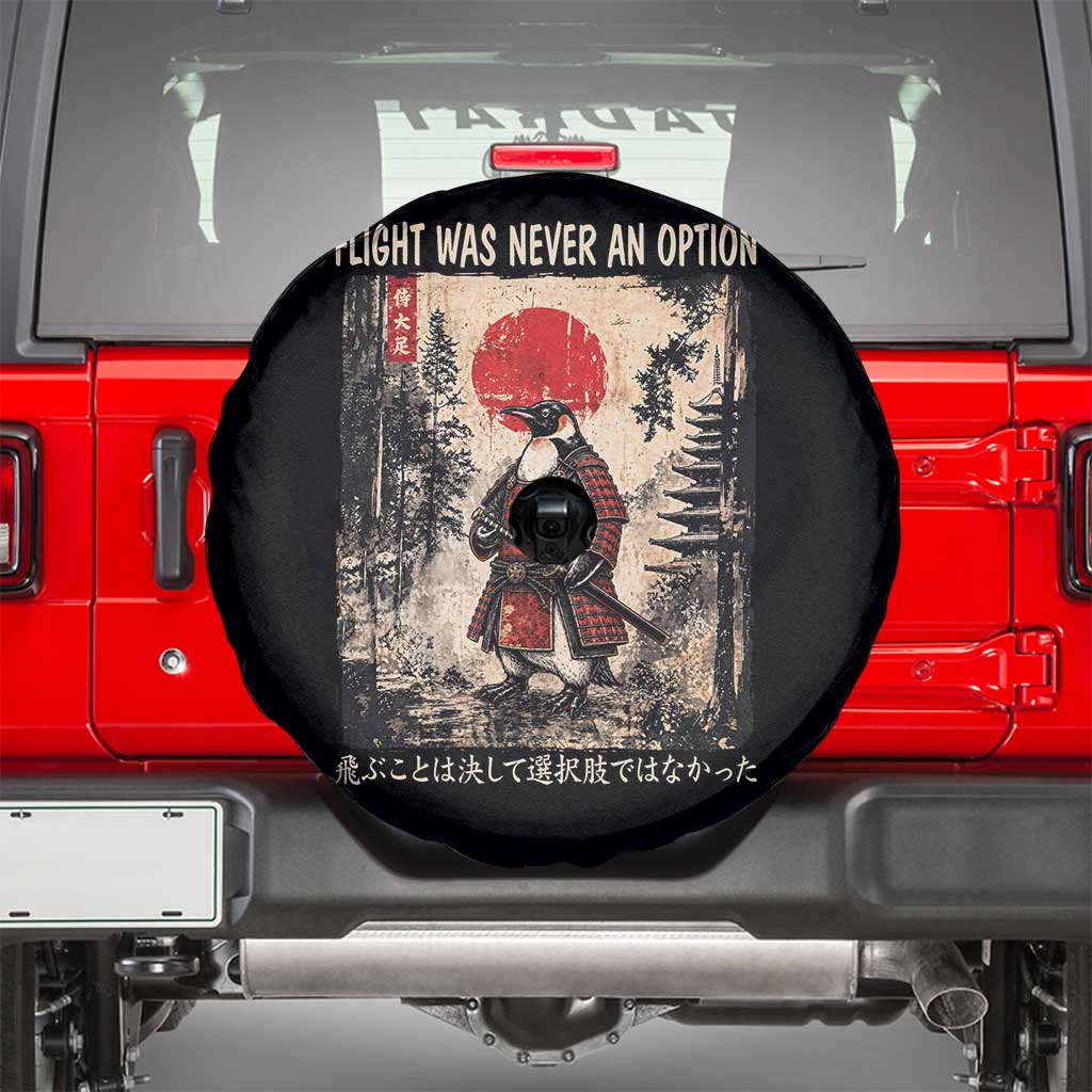 Flight was Never an Option Samurai Penguin Japanese Spare Tire Cover Vintage Graphic Ukiyo-e Art Funny TS14 Black Print Your Wear