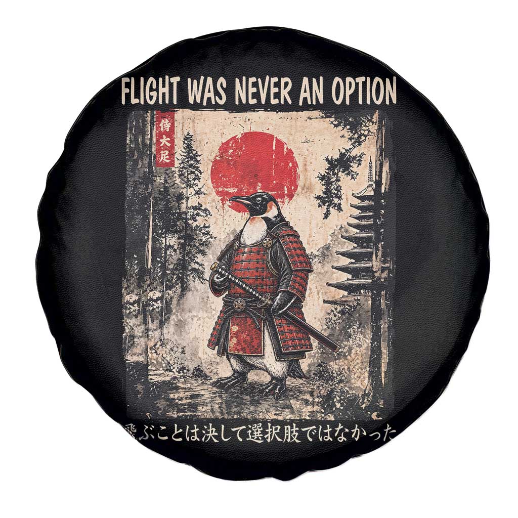 Flight was Never an Option Samurai Penguin Japanese Spare Tire Cover Vintage Graphic Ukiyo-e Art Funny TS14 Print Your Wear