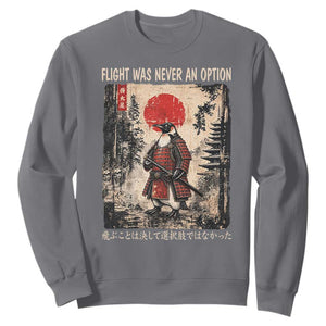 Flight was Never an Option Samurai Penguin Japanese Sweatshirt Vintage Graphic Ukiyo-e Art Funny TS14 Charcoal Print Your Wear