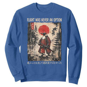 Flight was Never an Option Samurai Penguin Japanese Sweatshirt Vintage Graphic Ukiyo-e Art Funny TS14 Royal Blue Print Your Wear