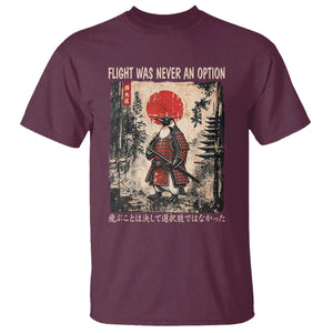 Flight was Never an Option Samurai Penguin Japanese T Shirt Vintage Graphic Ukiyo-e Art Funny TS14 Maroon Print Your Wear